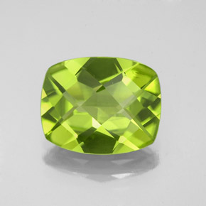 Péridot vert naturelle coupe coussin, 3,48 ct, VS-SI