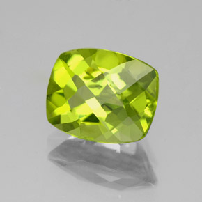 Péridot vert naturelle coupe coussin, 3,26 ct, VS-SI
