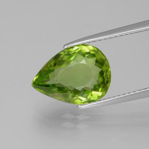 Péridot Vert éclatant naturelle En forme de poire, 4.42 ct, VS