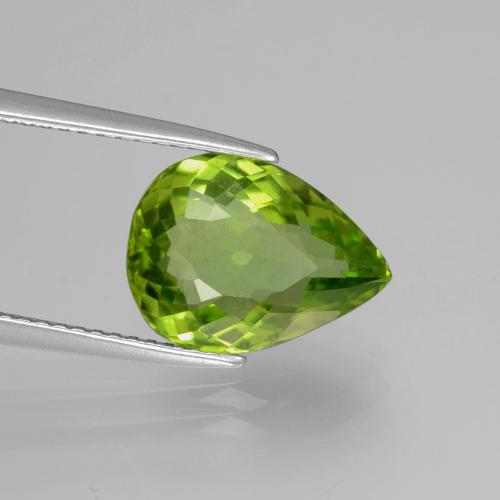 Péridot Vert éclatant naturelle En forme de poire, 4.42 ct, VS