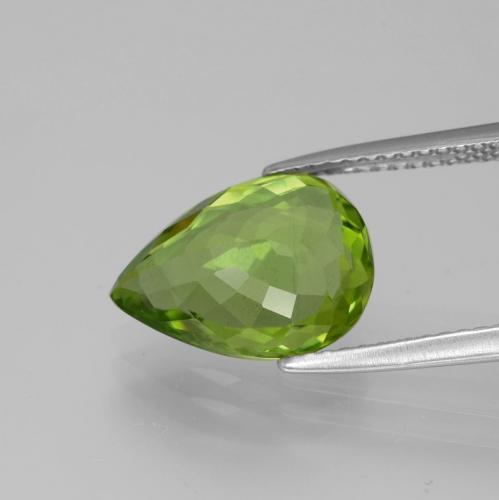 Péridot Vert éclatant naturelle En forme de poire, 4.42 ct, VS