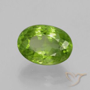 Péridot Vert éclatant naturelle Coupe ovale, 4.64 ct, VS-SI