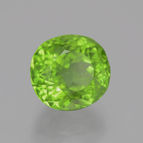 Péridot vert naturelle coupe ovale, 5,37 ct, VS-SI