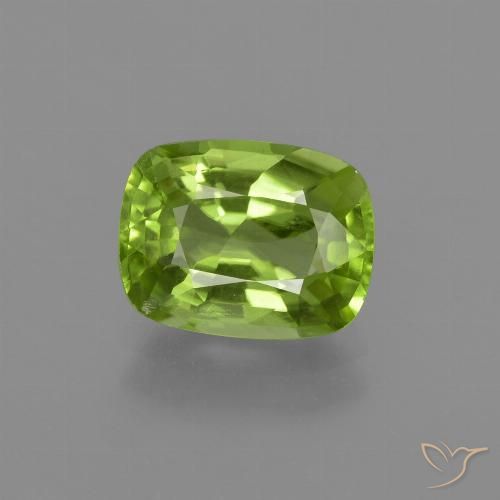 2.11ct Naturel Vert éclatant Péridot, Coussin, VS