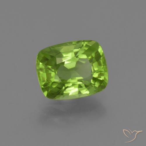 Péridot Vert moyen naturelle Coussin, 2.12 ct, VS