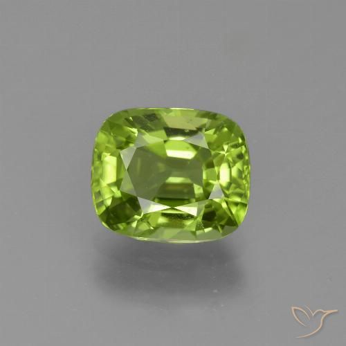 2.09ct Naturel Vert éclatant Péridot, Coussin, VS