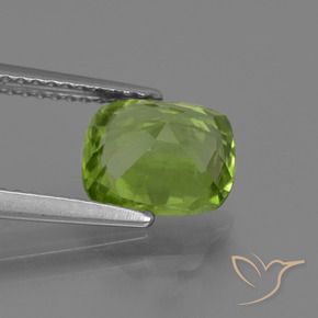Péridot Vert jaunâtre naturelle Coussin, 2.52 ct, VS