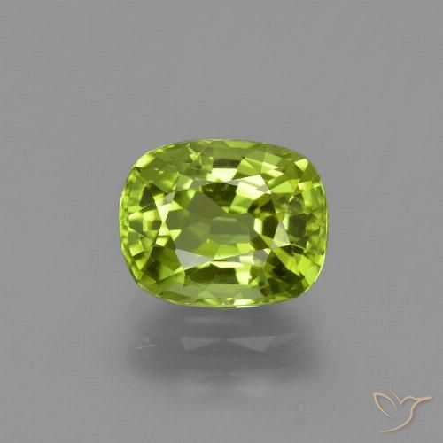 2.22ct Naturel Vert moyen Péridot, Coussin, VS