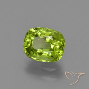 Péridot Vert moyen naturelle Coussin, 2.22 ct, VS