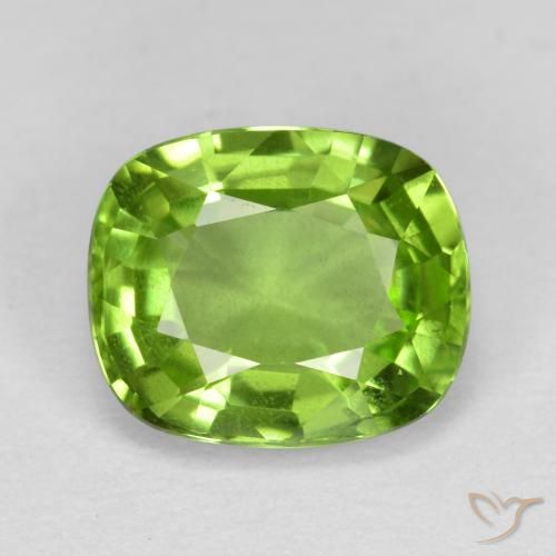 2.13ct Naturel Vert jaunâtre Péridot, Coussin, VS