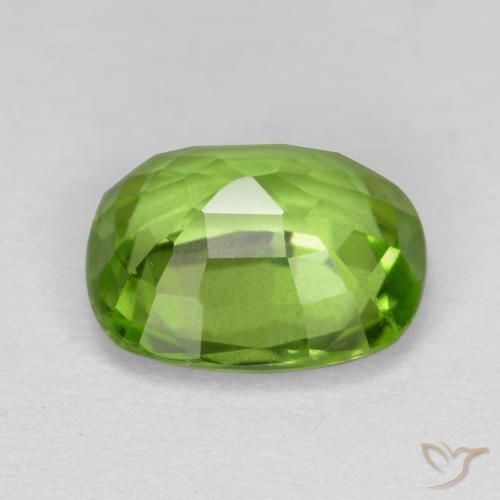Péridot Vert jaunâtre naturelle Coussin, 2.13 ct, VS