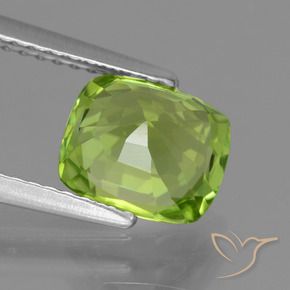 Péridot Vert jaunâtre naturelle Coussin, 2.10 ct, VVS-VS