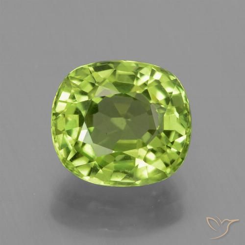 2.30ct Naturel Vert jaunâtre Péridot, Coussin, VS