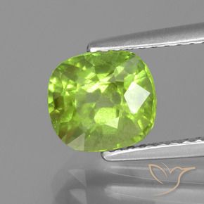Péridot Vert jaunâtre naturelle Coussin, 2.04 ct, VS
