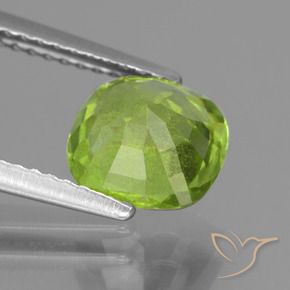 Péridot Vert jaunâtre naturelle Coussin, 2.04 ct, VS