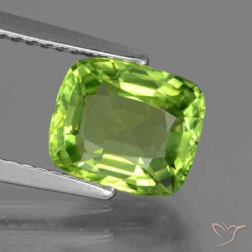 2.28ct Naturel Vert éclatant Péridot, Coussin, VS