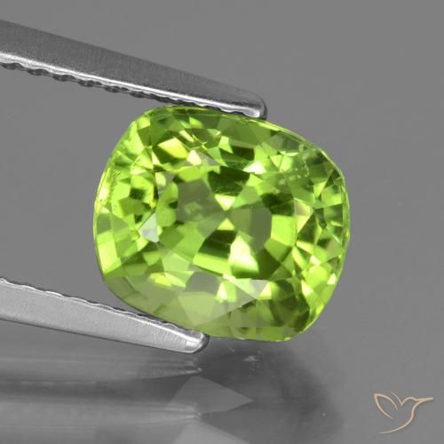 2.27ct Naturel Vert éclatant Péridot, Coussin, VS