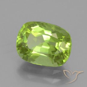 Péridot Vert moyen naturelle Coussin, 2.56 ct, VS