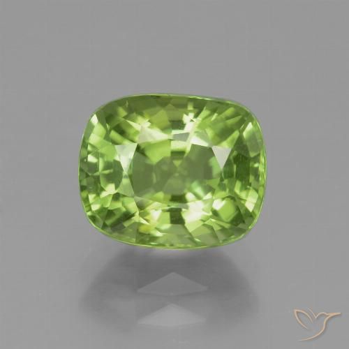 2.45ct Naturel Vert jaunâtre Péridot, Coussin, VS