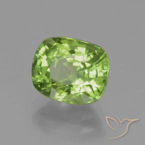 Péridot Vert jaunâtre naturelle Coussin, 2.45 ct, VS