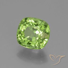 Péridot Vert jaunâtre naturelle Coussin, 2.14 ct, VVS-VS
