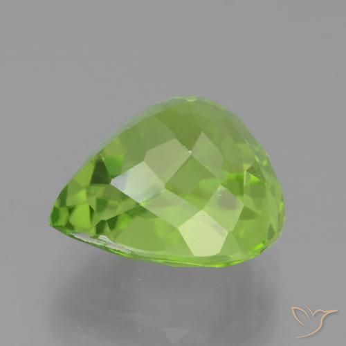 Péridot vert naturelle en forme de poire, 4,74 ct, VS