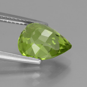 Péridot vert naturelle en forme de poire, 4,00 ct, VS