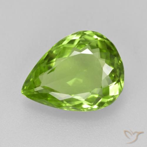 4.11ct Naturel Vert moyen Péridot, En forme de poire, VS