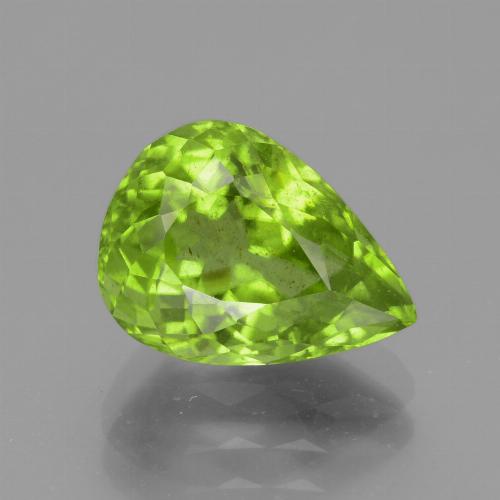 Péridot vert naturelle en forme de poire, 4,48 ct, VS