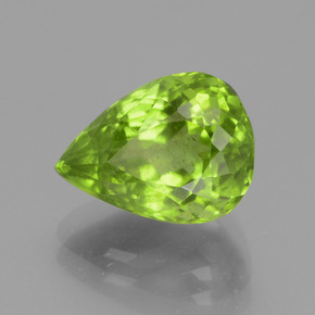 Péridot vert naturelle en forme de poire, 4,48 ct, VS