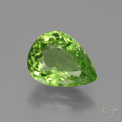 Péridot vert naturelle en forme de poire, 3,60 ct, VVS-VS