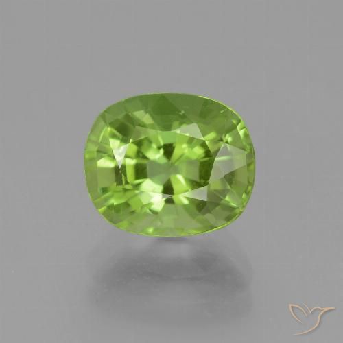 2.47ct Naturel Vert jaunâtre Péridot, Coussin, VS