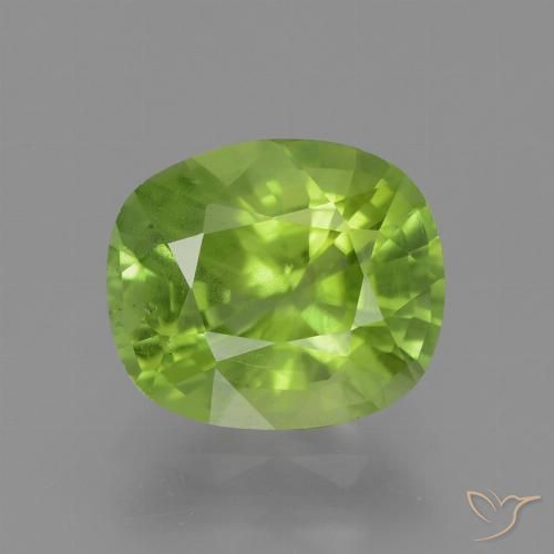 2.40ct Naturel Vert jaunâtre Péridot, Coussin, VS-SI