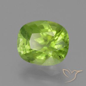 Péridot Vert jaunâtre naturelle Coussin, 2.40 ct, VS-SI
