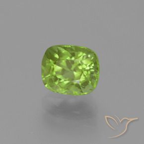 Péridot Vert jaunâtre naturelle Coussin, 2.25 ct, VS