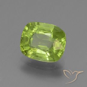 Péridot Vert vif et léger naturelle Coussin, 1.80 ct, VS-SI