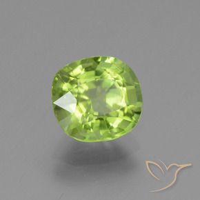 Péridot Vert jaunâtre naturelle Coussin, 1.95 ct, VS