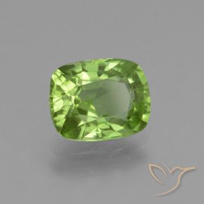 Péridot Vert jaunâtre naturelle Coussin, 2.08 ct, VS