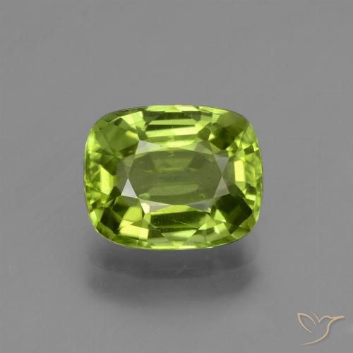 2.50ct Naturel Vert éclatant Péridot, Coussin, VS