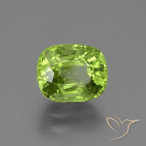 Péridot Vert jaunâtre naturelle Coussin, 2.37 ct, VS-SI