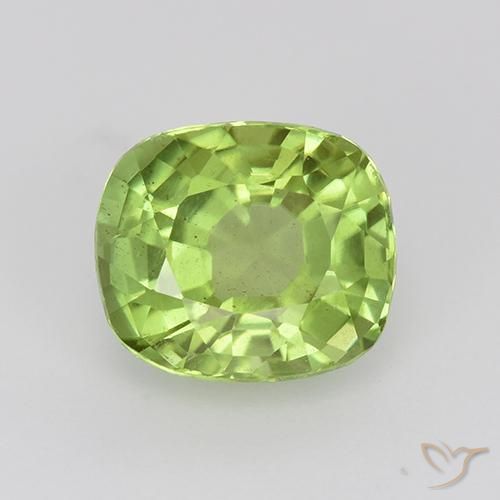 2.24ct Naturel Vert vif et léger Péridot, Coussin, VS