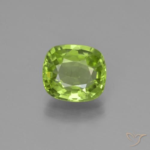 2.10ct Naturel Vert moyen Péridot, Coussin, VS