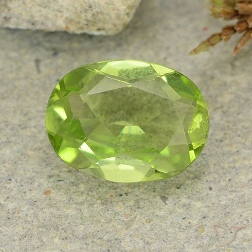 Péridot vert naturelle coupe ovale, 1,20 ct, VS