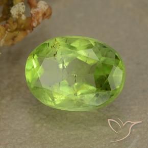 Péridot Vert jaunâtre naturelle ovale, 1.31 ct, VS
