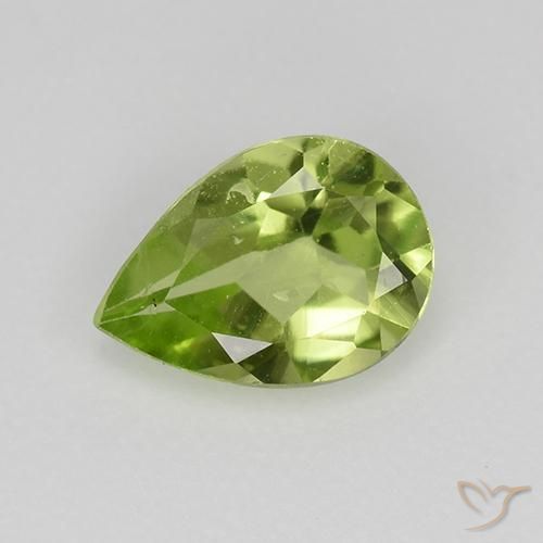 0.60ct Naturel Vert moyen Péridot, En forme de poire, VVS-VS
