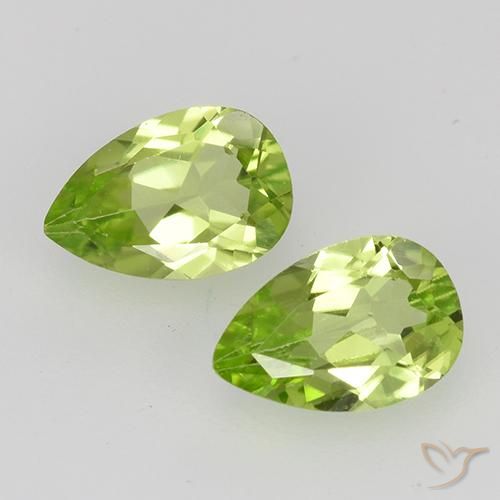 0.87ctw Naturel Vert vif et léger Péridot, En forme de poire, VVS-VS