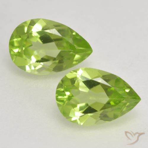 0.87ctw Naturel Vert moyen Péridot, En forme de poire, VVS-VS