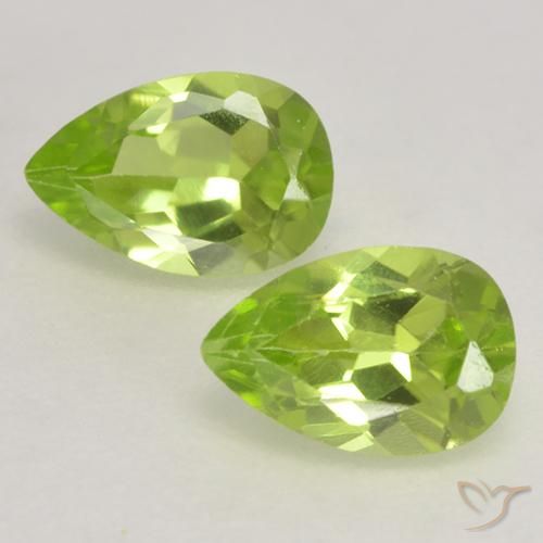 0.87ctw Naturel Vert vif et léger Péridot, En forme de poire, VVS-VS