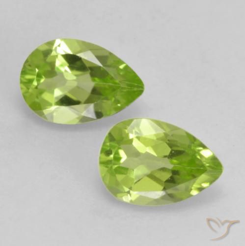 0.86ctw Naturel Vert vif et léger Péridot, En forme de poire, VVS-VS