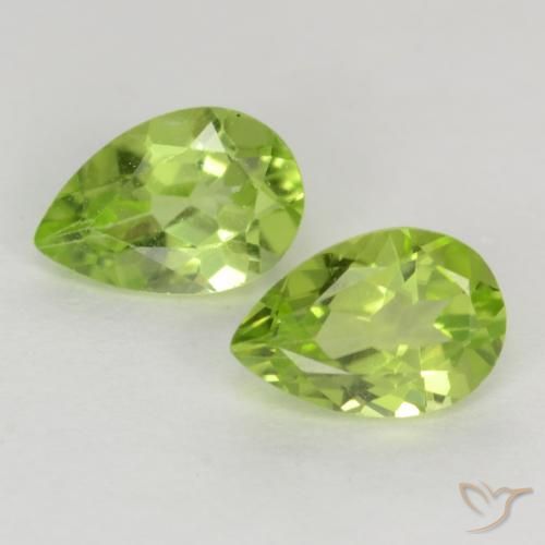 0.87ctw Naturel Vert vif et léger Péridot, En forme de poire, VVS-VS